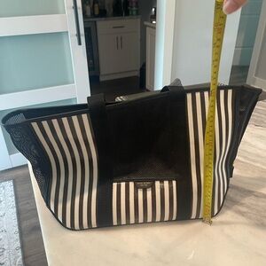 Henri Bendel Black and White Striped Dog Carrier